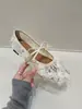 Sapatos Mary Jane de Renda e Tela com Laço, Novo Estilo 2025, Respiráveis, de Solado Plano, para Mulheres