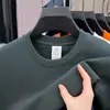 Camiseta de algodón puro de manga corta para verano para hombre, transpirable y de corte holgado, camiseta de cuello redondo para jóvenes y adultos de mediana edad, top versátil y moderno de color liso