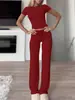 2025 Amazon Traje Casual Nuevo Transfronterizo Europeo y Americano Tops de Manga Corta y Pantalones Ropa para el Hogar Ropa Deportiva Ropa de Yoga