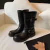 Botas vaqueras western de tacón grueso de 3.5 cm, nuevo modelo otoño/invierno 2026, punta redonda, de bloques de color, botas casuales de media pantorrilla sin cordones