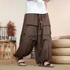 L Pantalones plisados estilo chino de corte holgado diseño pantalón linterna 8X pantalones largos deportivos pierna ancha pantalones de seda helada para hombre