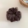 Scrunchie de rede dupla estilo coreano retrô com bolinhas e pequenas flores, elástico de cabelo suave e elegante para coques.