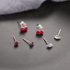 Juego de 3 pares de pendientes de estilo coreano para mujer, con diseño de cerezas, hojas de diamantes y muchas explosiones.