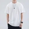 Camiseta Interior de Peso Pesado 230g Suelta de Manga Corta de Color Sólido para Hombres y Mujeres, Camiseta Versátil Casual de Cuello Redondo Multicolor con Logotipo Impreso