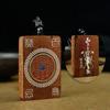 Madeira de Jujuba Incrustada com Flor de Montanha de Prata, Pode Ser Convertida em um Pingente, Ébano Incrustado com Ornamentos Populares Taoístas de Maoshan, Pingente de Bolsa Personalizável
