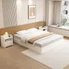Base de cama de madera maciza, Tatami negro simple y moderno, Cama plataforma sin cabecero, A ras de suelo, para dormitorio del hogar o casa de huéspedes, Marco de listones