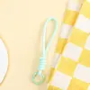 Llavero de Peluche de Cuerda Tejida a Mano de Color Sólido Lanyard Corto Portátil para Teléfono Colgante Decorativo para Bolso