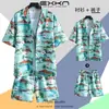Shorts de Verão, Conjunto de Camisa de Praia, Roupas Plus Size para Viagem de Férias em Sanya Masculinas, Roupa de Viagem de Praia, Roupa de Verão