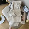 Pantalones Anchos de Algodón y Lino Perezosos y Relajados para Mujer, Pantalones Blancos de Lino de Alta Gama, Pantalones Largos Casuales Finos de Verano con Cintura Elástica