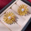 Pendientes Retro Franceses de Flor de Coral y Perla, Estilo Nicho, Estilo Vintage, Pendientes Exagerados de Lujo Ligero para Mujer