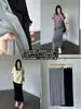 Falda Midi de Punto de Maternidad para Mujer, Estilo Delgado de Primavera y Verano, Falda Lápiz Recta Petite Gris para Mujeres Embarazadas