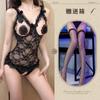 Lingerie Sexy com Costas Abertas, Aro, Fundo Aberto, Não Precisa Tirar, Renda de Tela Transparente, Pijama Uniforme Quente e Sexy, Deku Water