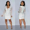 C6846 moda feminina transfronteiriça AliExpress Amazon malha strass pena costura vestido sexy