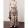 Falda Midi Plisada de Línea A con Bloques de Color Estampado Retro y Caída para Distribución en Transmisión en Vivo 2026