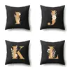 Funda de Almohada de Poliéster Decoración de Coche Hogar 26 Letras Inglesas Impresas Cojín Lumbar Funda de Almohada para Sofá QTB47