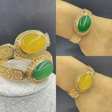 Pulseira aberta incrustada em forma de ovo de calcedônia verde altamente transparente, presente atmosférico, presente versátil, transmissão ao vivo