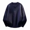 Suéter de Tricô Americano com Gola Henley, Ponto Trançado, Roupa de Baixo, Torção Tridimensional, Solto, Ombro Caído, Estilo Casal, Tricô Masculino, Outono Inverno 2026