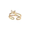 Anillo de Mariposa de Doble Capa Incrustado de Diamantes para Mujer, Anillo Ajustable para Dedo Índice, Diseño de Moda, Joyería Apilable de Lujo Abierta al por Mayor