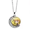 Cazador de demonios: Kimetsu No Yaiba Kamado Nezuko Collar de Luna Giratoria Periférico de Anime Colgante Giratorio de Doble Cara Cadena para Suéter