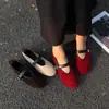 5043-5 Sapatos Mary Jane Retro Redondos com Fivela para Mulheres, Sapatos de Salto Baixo Rasos, Sapatos de Trabalho Confortáveis com Solado Macio