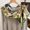 Bufanda Larga de Imitación Seda y Lana de Doble Cara y Doble Capa con Borde Biselado para Mujer, Primavera, Otoño e Invierno, con Correa Ancha, Bufanda Versátil