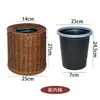 Cubo de basura estilo ratán, papelera retro, de doble capa, gran capacidad, para uso doméstico, cocina y sala de estar, contenedor de almacenamiento, lujo ligero, hecho a mano