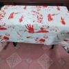 Espejo cruzado especial para decoración de fiesta de Halloween mantel con huella de mano de sangre banderín de cadena de cuchillo de sangre tela de fondo banderín de arrastre diseño de escena