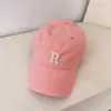Novo Boné de Beisebol Cor Letra R Verão Feminino Estilo Coreano ins Soft Top Shade Cap Estudante Casal Chapéu de Sol
