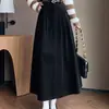 Saia midi de veludo cotelê estilosa para mulheres, novo design retrô de cintura alta, efeito emagrecedor, bainha larga elegante, estilo coreano