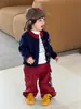 Ropa de Otoño para Bebé Niño 2026 Nuevo Cárdigan de Punto Infantil Estilo Coreano de Otoño Ropa Infantil Conjunto de Camiseta y Pantalones Largos para Niños