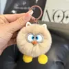 Piel Sintética de Conejo Rex Gafas Lindas Llavero de Bola de Carbón Pequeña Colgante de Peluche Muñeco de Dibujos Animados Colgante para Bolso