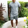 Nuevo Traje Casual de Shorts de Manga Corta para Hombre Popular Europeo y Americano Amazon Delgado para Hombre Verano 2024 Conjunto de Dos Piezas Transfronterizo