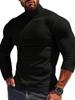 Amazon Transfronterizo Camiseta de Manga Larga de Forro Polar Sólido para Hombre Otoño e Invierno Camiseta Base de Punto Ajustada Cuello Alto Top Cálido