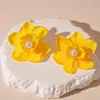 Pendientes de Flor de Encaje Tejido a Mano con Perlas Artificiales de Principios de Primavera, Estilo Festivo, Temperamento Dulce, Pendientes de Alta Gama para Mujer