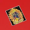 Núcleo de Pintura Thangka de Xizang Semi-Pintado à Mão com Detalhes Dourados, Deus Negro da Riqueza de Seis Braços, Mahakala e Vajra, Atacado com Qualidade de Alta Definição