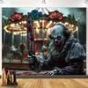 Tapiz colgante de Halloween con murciélagos aterradores, arañas gigantes, calabazas de dibujos animados y decoraciones de fiesta de fantasmas