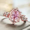 Anillo Elegante Cao Shi Estilo Hada Japonés y Coreano para Mujer, Joyería de Diamante Rosa Imitación Microincrustado, Modelo Más Vendido de Princesa Dama en Taobao
