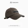 Boné de Baseball Bordado com Letra Estilo Retrô Americano para Mulheres, Primavera e Outono, Boné Versátil para Casal com Circunferência da Cabeça Grande que Faz o Rosto Parecer Menor, Boné Estilo Bico de Pato para Homens