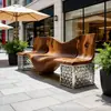 Banco de Asiento de Paisaje de Jardín de Calle Comercial de Plaza Exterior Silla Creativa de Acero Inoxidable de Forma Irregular para Sillas Públicas de Ocio para Centros Comerciales
