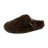 Pantuflas sin cordones, engrosadas, cálidas y forradas de felpa, versátiles para cualquier atuendo, nuevo estilo Boken 2026, zapatos peludos para mujer, pantuflas chic de invierno