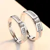 Anillo de boda de plata Jinjiahua anillo de pareja femenino anillo abierto creativo con incrustaciones de cristal de circonita en stock venta al por mayor