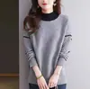 Suéter de Bloques de Color de Cuello Alto de Moda Tendencia Otoño Invierno 2026 Casual Holgado Capa Base de Punto Camisa Base Manga Larga Tops para Mujer