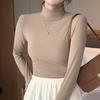 H329 Camisa básica de cuello semialto de punto para mujer, nueva ropa de otoño e invierno en blanco y negro, jersey de cuello medio estilo occidental, manga larga