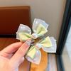 Clip para el cabello para niña con lazo tridimensional pequeño y fresco estilo coreano con perlas, clip para el cabello lindo para niños con orejas de conejo de tul de burbujas, tocado