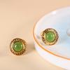 Pendientes de plata de ley 925 con incrustaciones de jaspe hetiano natural bañados en oro, modernos y sencillos, para damas.
