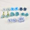 Conjunto de flores de simulação azul Rose Fake Flower Silk Flower Antique Headwear DIY Hairpin Flower Pain Bag Decoração