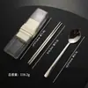 Conjunto Portátil de Talheres de Aço Inoxidável 304 Estilo Coreano Colher Garfo Hashi Conjunto de Três Peças Utensílios de Jantar para Estudante Viagem ao Ar Livre