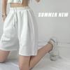 1430 # Eu Perco Calças Esportivas Waffle Retas de Comprimento Médio Shorts Femininos de Verão Sexy de Cintura Alta Casuais de Perna Larga Calças de Cinco Pontos