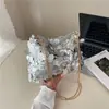 Bolsa Feminina Transversal com Corrente de Ombro Estilosa de Verão, Lantejoula Tendência 2025 Nova Moda, Grande Capacidade