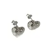 Pendientes Dulces Frescos de Corazón Martillado con Textura de Plata de Ley S925 Coreana para Mujer Estilo Ins Nicho Versátiles Pendientes de Alta Gama